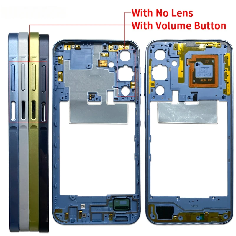 

10Pcs For Samsung A05 A05S A25 Housing Middle Frame Case Middle Frame Bezel Plate Replacement Parts With Side Key