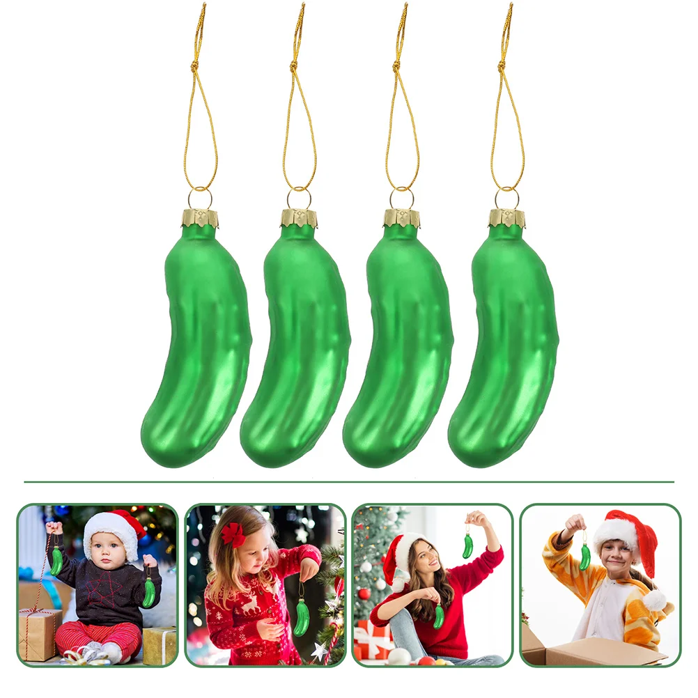 

Hanging Cucumber Decors Ornaments for Tree Hangings Decoration Small Pickle Glass Pendants Christmas