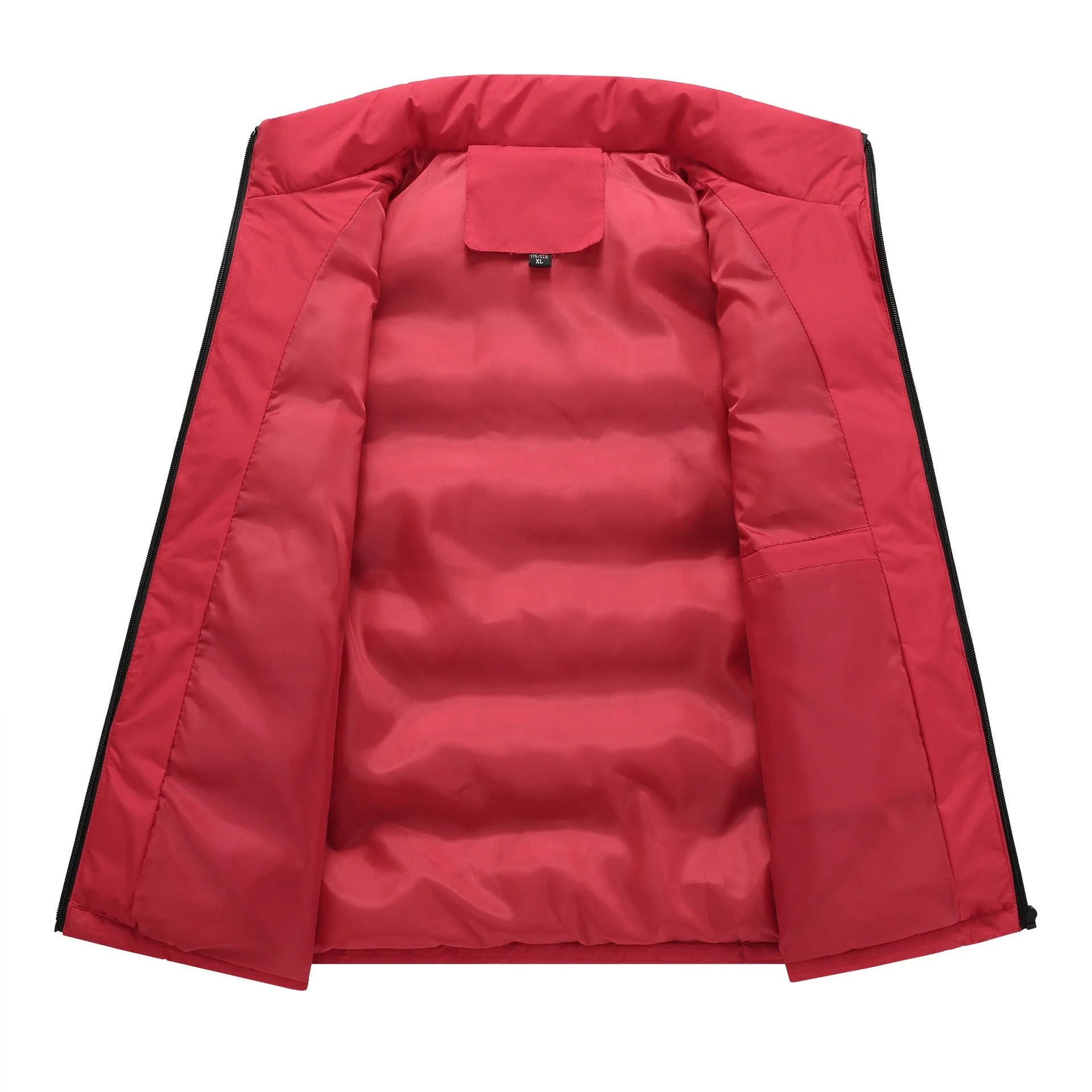 Women's Thick Zipper Stand Collar Loose Fit Chinese Style Solid Color Casual Non-Hooded Wrinkle-Free Vest for Spring Autumn
