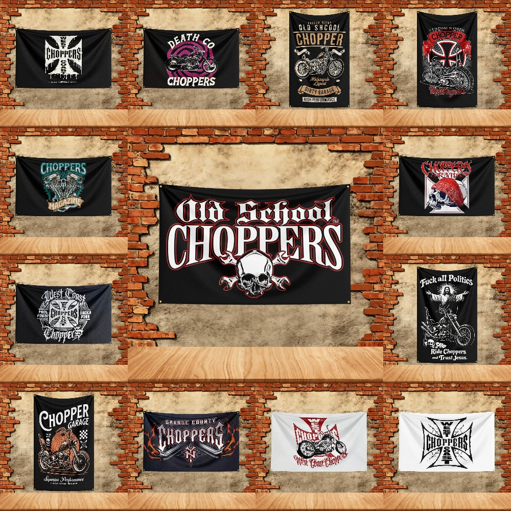 Motorcycle Flag  for Chopper Fans Banner Custom any Image Garage Bedroom Living Room Dorm Wall Hanging Decor Tapestry