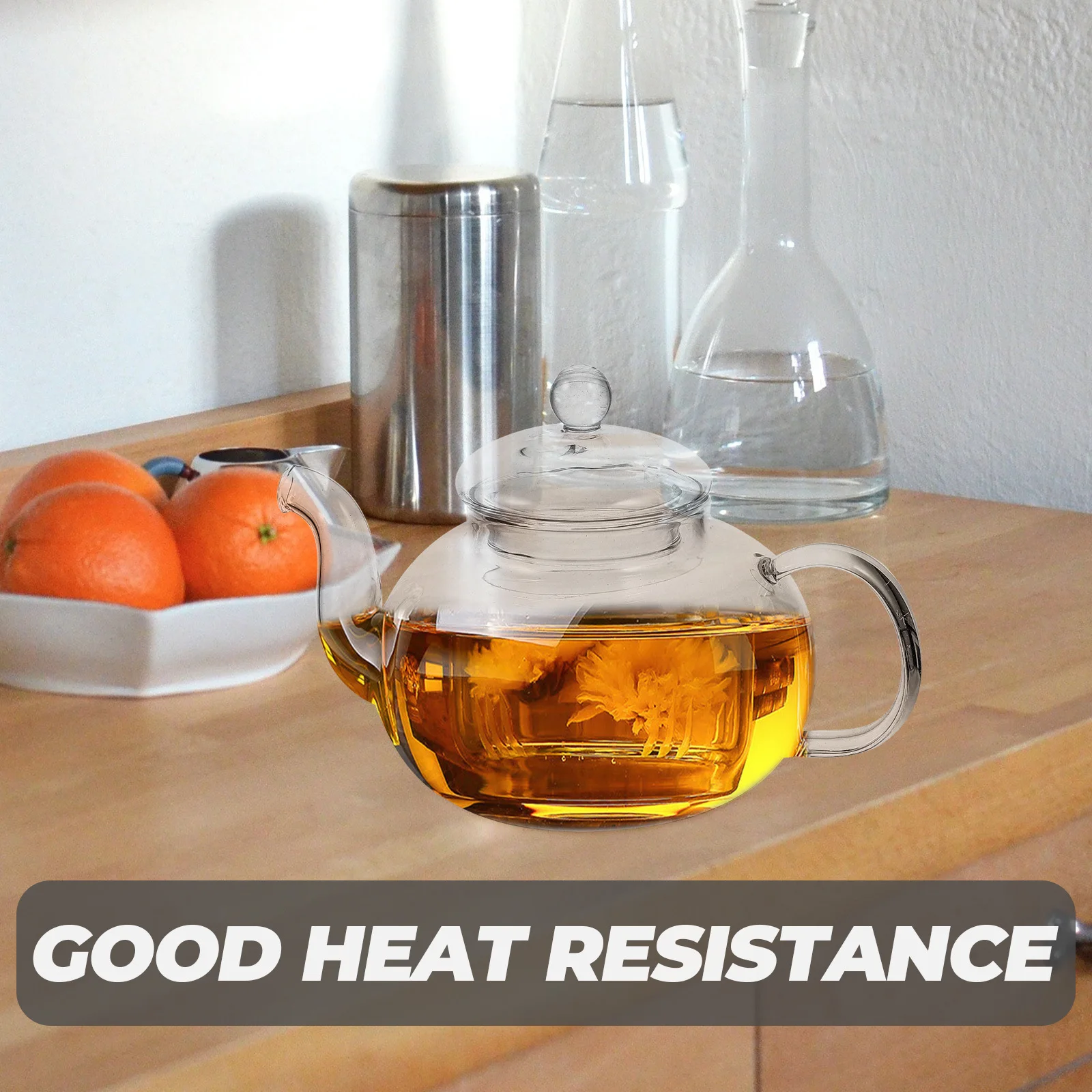 

Thickened Tea Pot Glass Teapot Elegant Design Anti-Scald Handle Large Capacity Tea Kettle Household Use