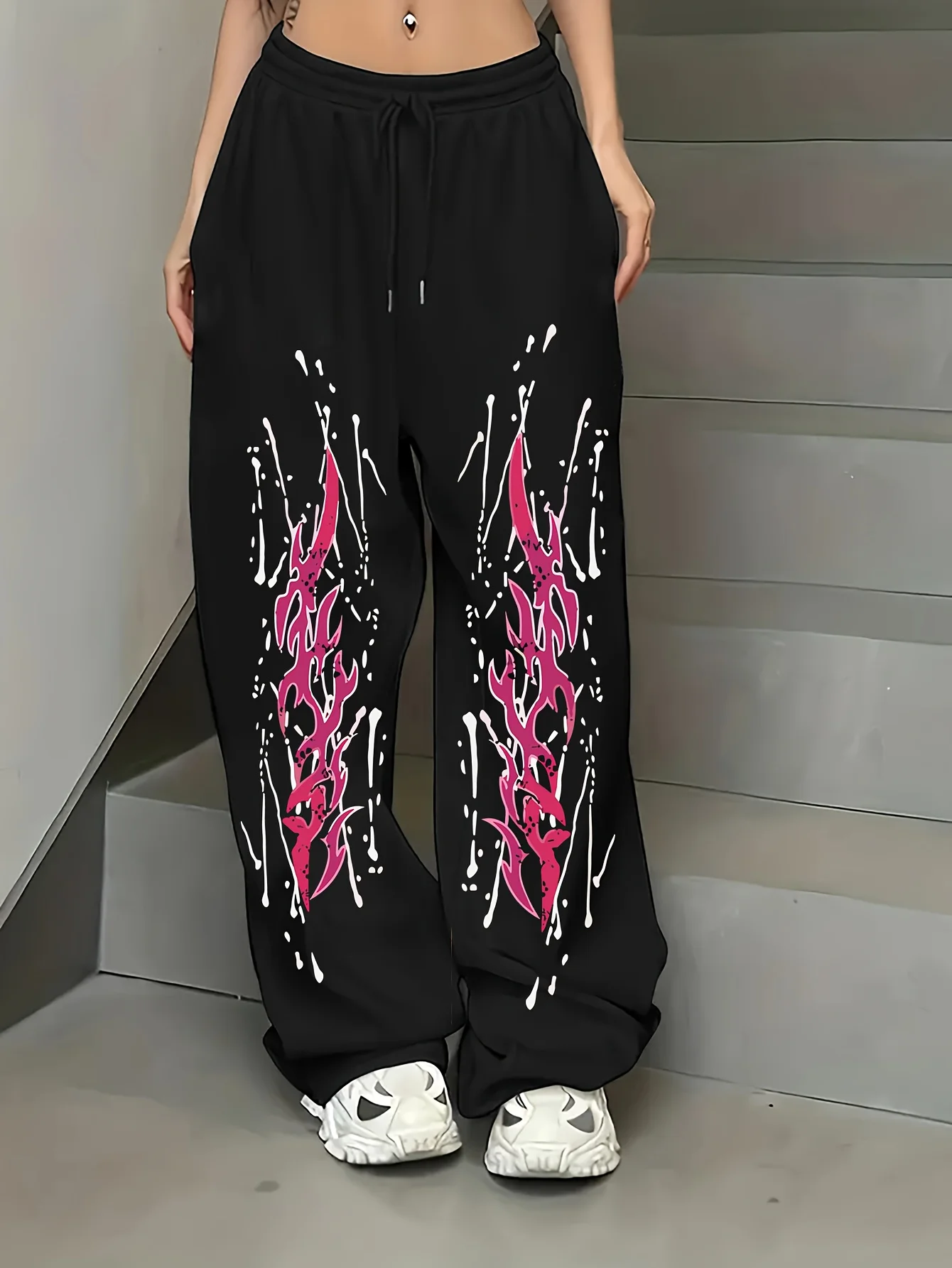 

Женские осенние и зимние свободные прямые флисовые спортивные штаны больших размеров с эластичным поясом, модная уличная одежда в стиле хип-хоп большого размера