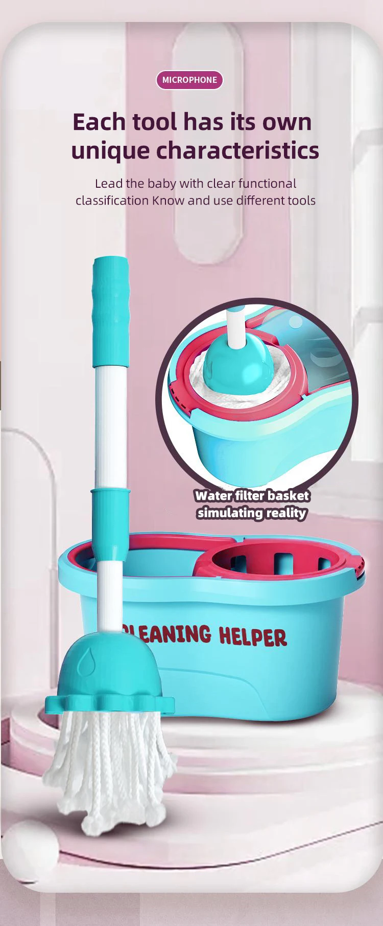 幼児用掃除セット 掃除カート 子供用ロールプレイングゲーム 電動掃除機 モップ 取り外し可能なクリーナーツール クリスマスギフト