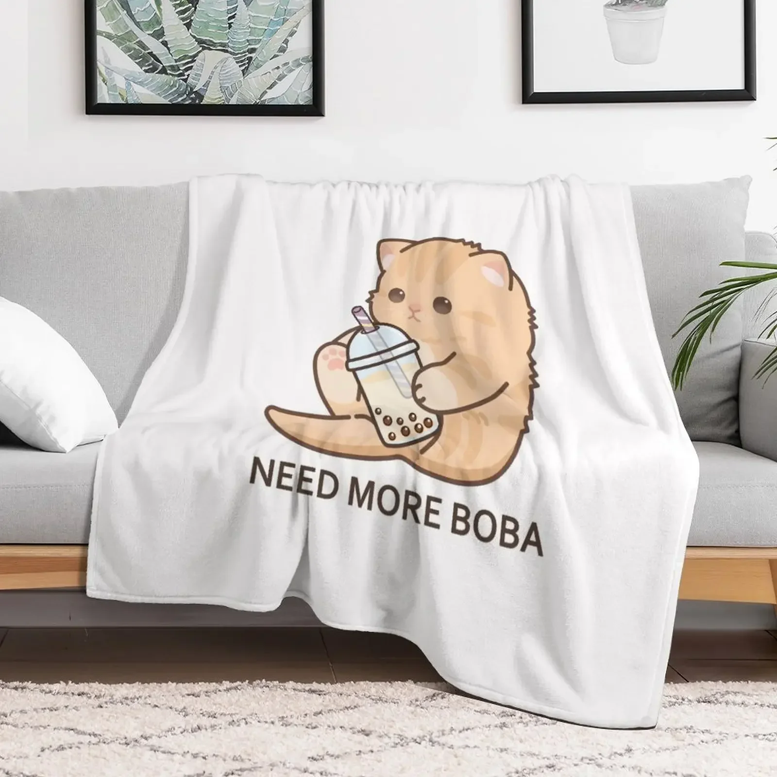 

Baby Kitten Needs More Boba! Throw Blanket Luxury Throw Winter beds Blankets