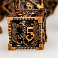 Ancient Gold DND Metal Dice D20 Dungeon and Dragon D&D Hollow Dragon Dice Set D6 RPG Polyhedral Rathfinder Role Playing Games Di