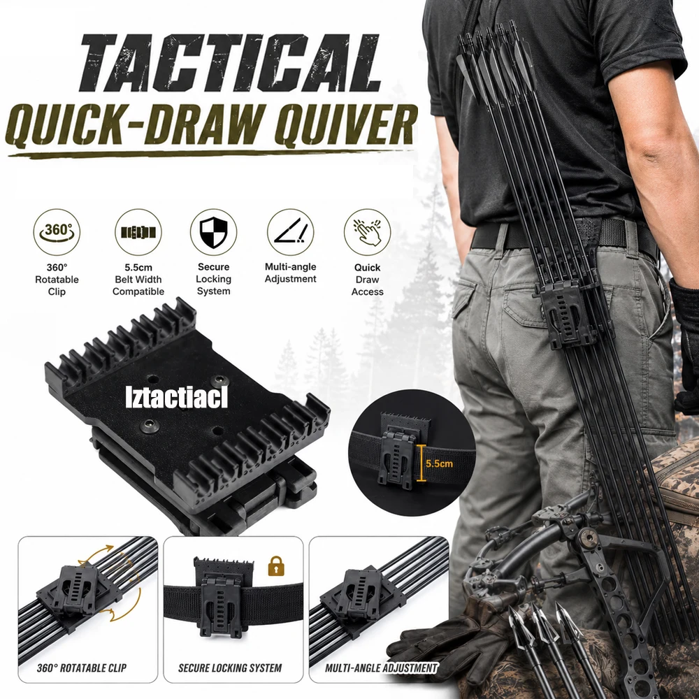

Tactical Quick-Draw Waist Quiver 6 Ports Mini Arrow Holder Clip Bag For Recurve Bow CS Shooting Hunting Outdoor Accessories