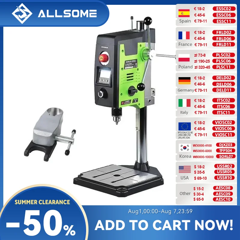 ALLSOcloser 800W vitesse variable brittop perceuse propositions machine avec laser et lampe de travail BG-518801