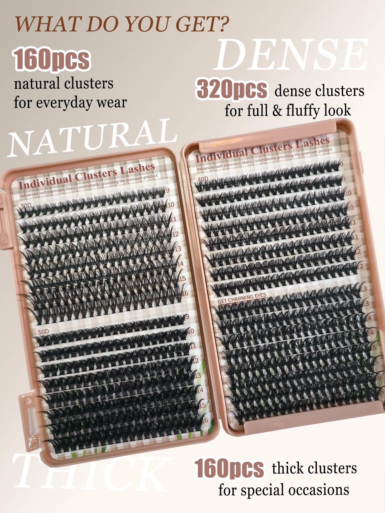 640pcs Individual Cluster Eyelashes Extensions kit 30D 50D Bond and Seal DIY false eyelash natural 9-16mm Volume Lashes supplies