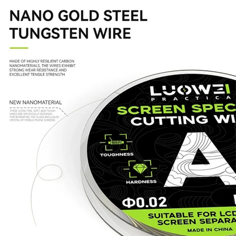 Luowei 0.02/0.028/0.03/0.035มม. 120ม. หน้าจอสัมผัสถอดลวดความแข็งสูง LCD OLED สายเหล็กตัดเหล็ก
