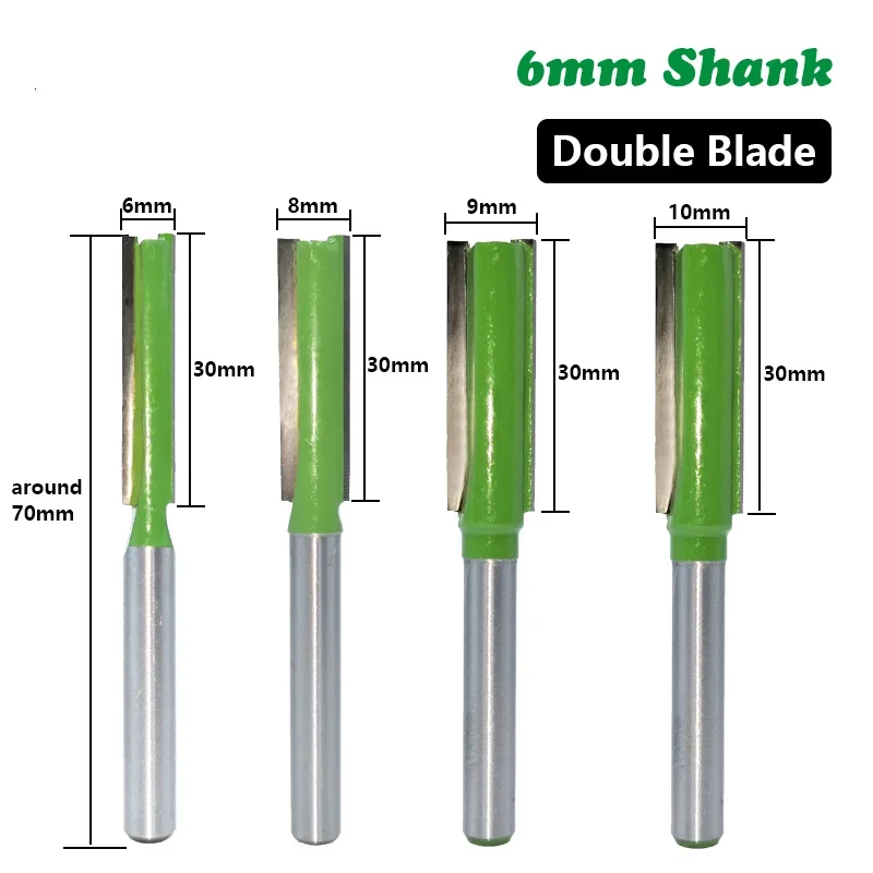 1pc 6mm Shank Straight Bit Tungsten Carbide Single Double Flute Router Bit Wood Milling Cutter for Woodwork Tool