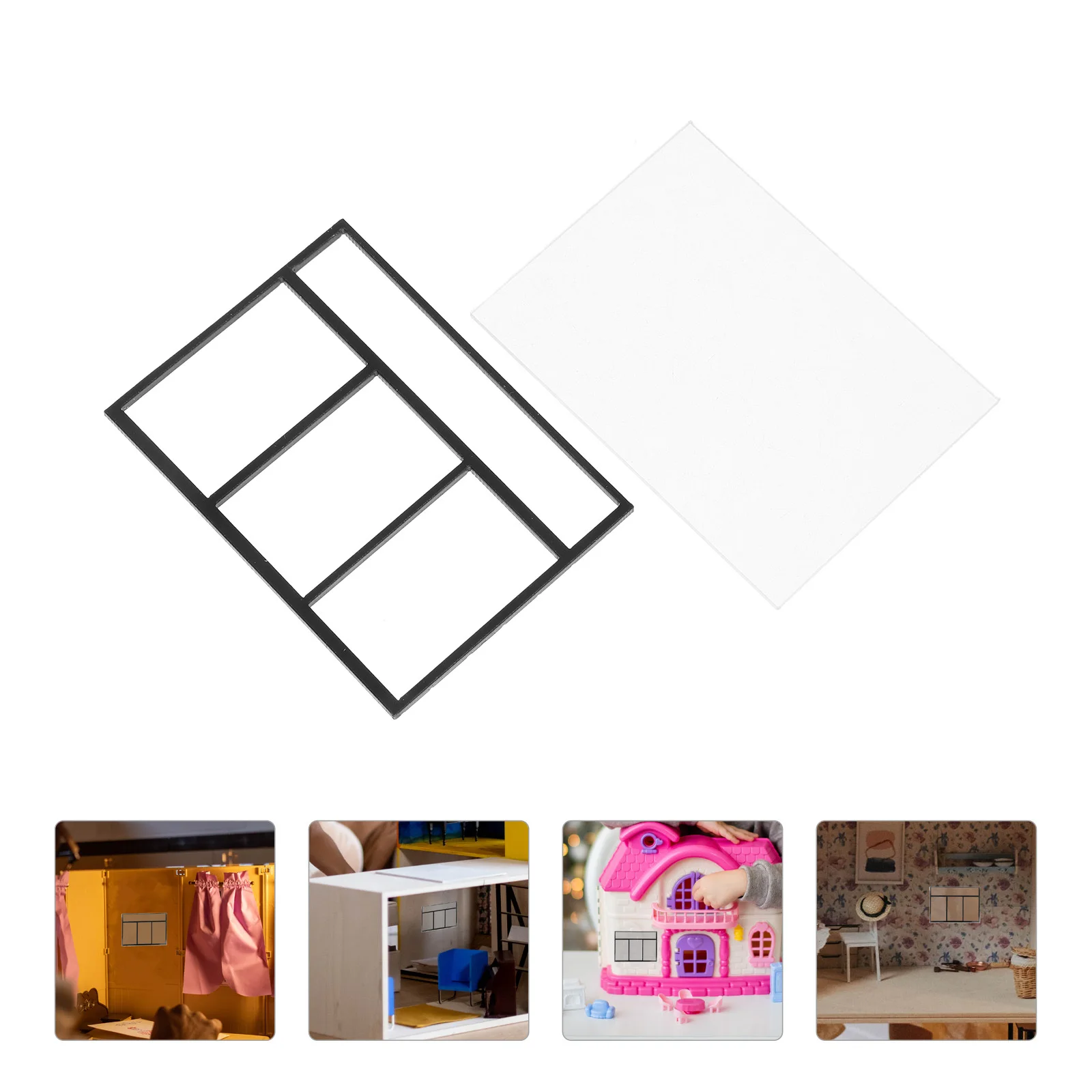 

2pcs Miniature House Windows Acrylic Scale Diy Decor For Dollhouse Craft Projects Small Diorama Frame Accessories Simulation