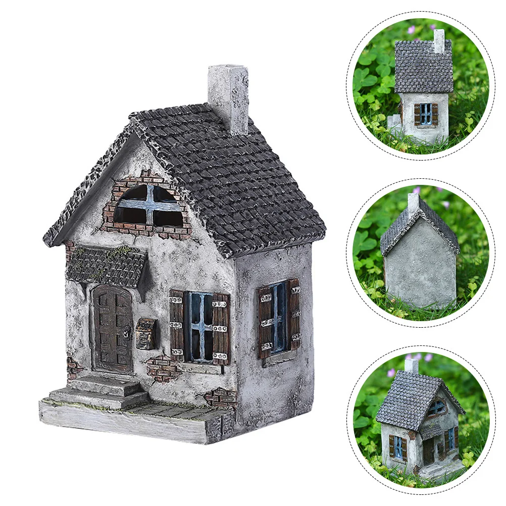 Resin Miniature House Decor Small House Shaped Ornaments Exquisite Realistic Modeling Bright Color Long Term Use Garden Yard