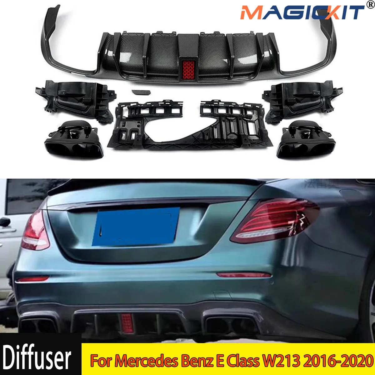 AMG E63 Style Front Bumper Diffuser Lip ​For Mercedes Benz E Class W213 2016-2020 AMG-Line Bumper Models BLACK CAR Accessories