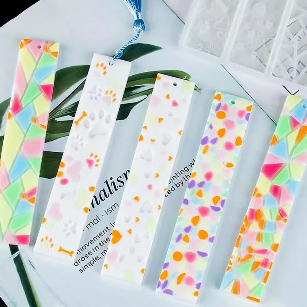 

1Set Silicone Bookmark Mold Rectangle DIY Craft Epoxy Resin Molding Tool for Dried Flowers Glitter Tassel Making School
