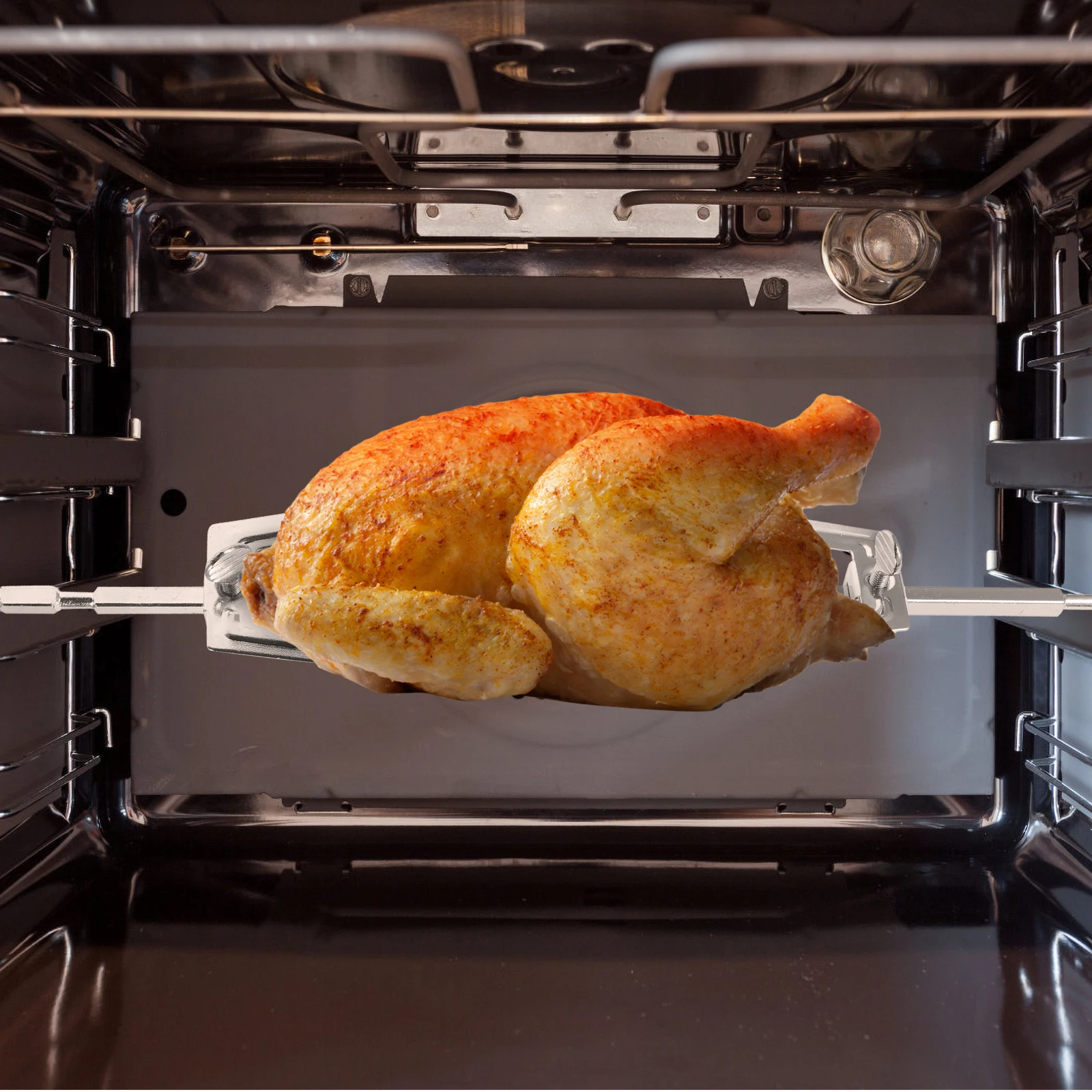 

Stainless Steel Roast Chicken Fixture Rotating Fork BBQ Grill Holder Air Fryer Oven Meat Skewer Fish Roasting Tool Fold