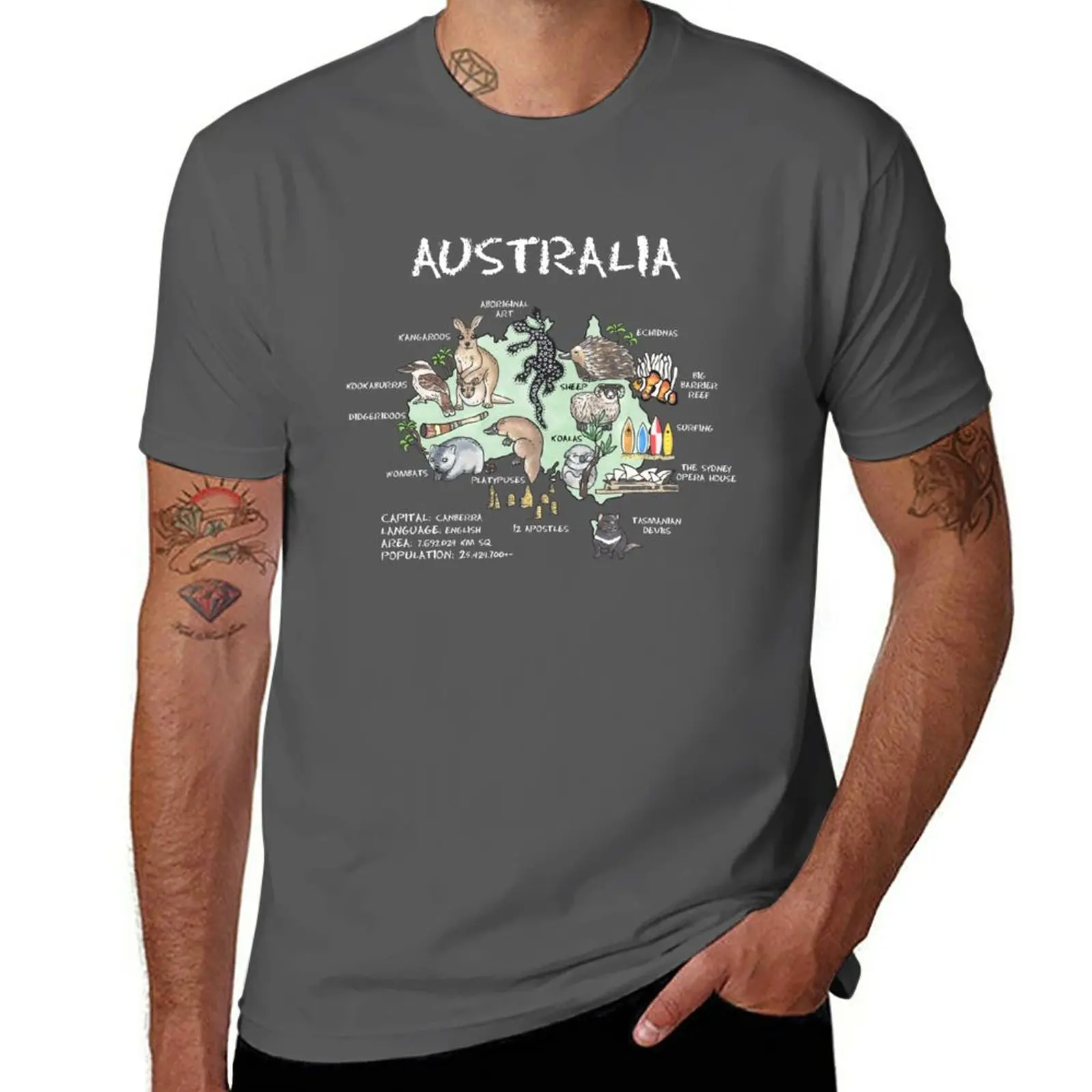 

New Australia - illustrated map T-Shirt animal print shirt for boys anime blank t shirts big and tall t shirts for men