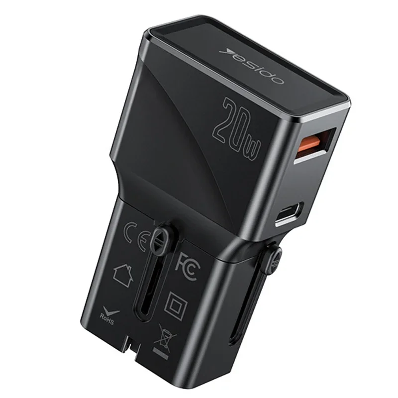 

Compact Travel Adapter PD 20W Type C Charger Sturdy Plastic Material Supports US EU UK AU Outlets Travel Essentials