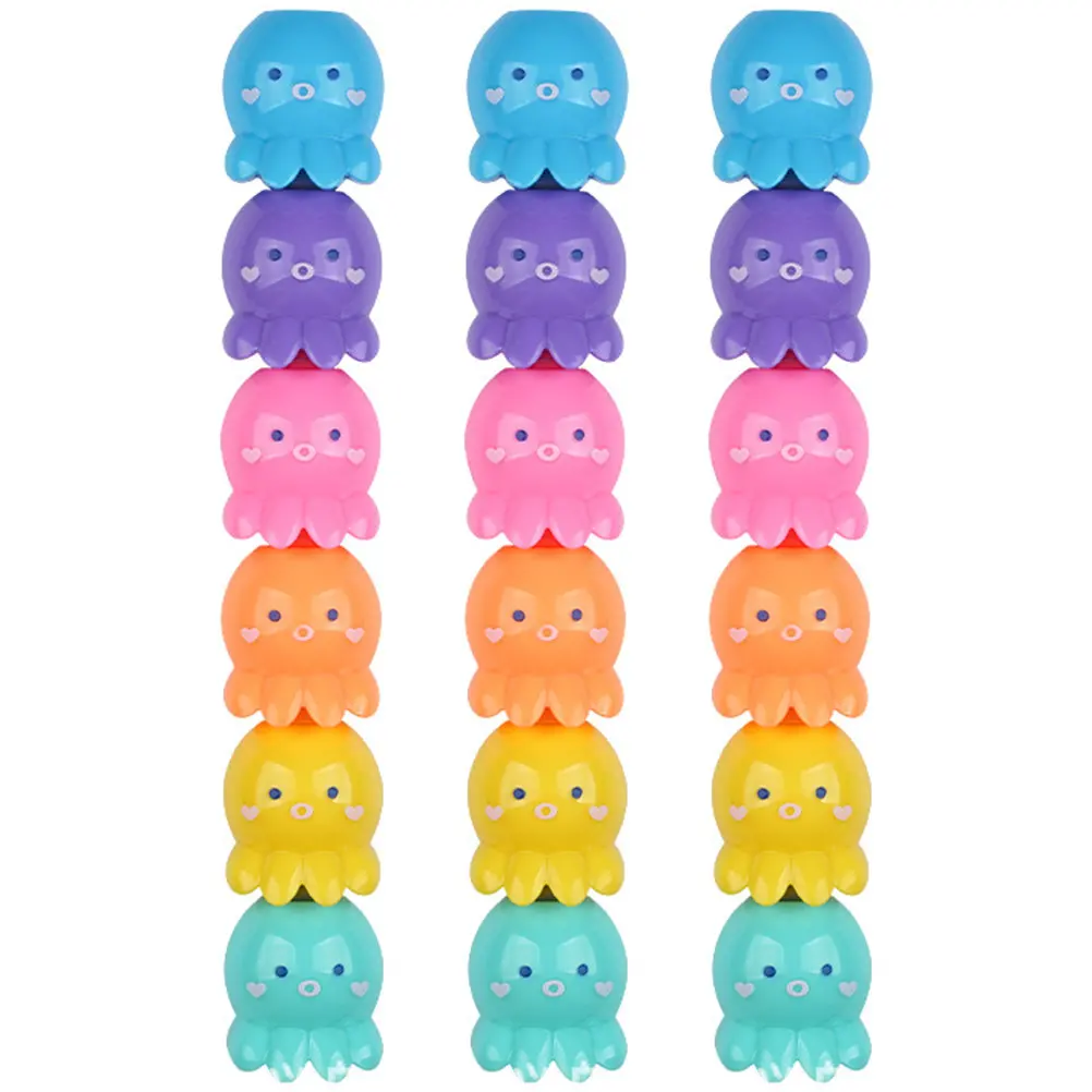 18Pcs Octopus Fluorescent Highlighters Cartoon Markers Cute Colorful School Supplies for Notes Reading Writing Drawing