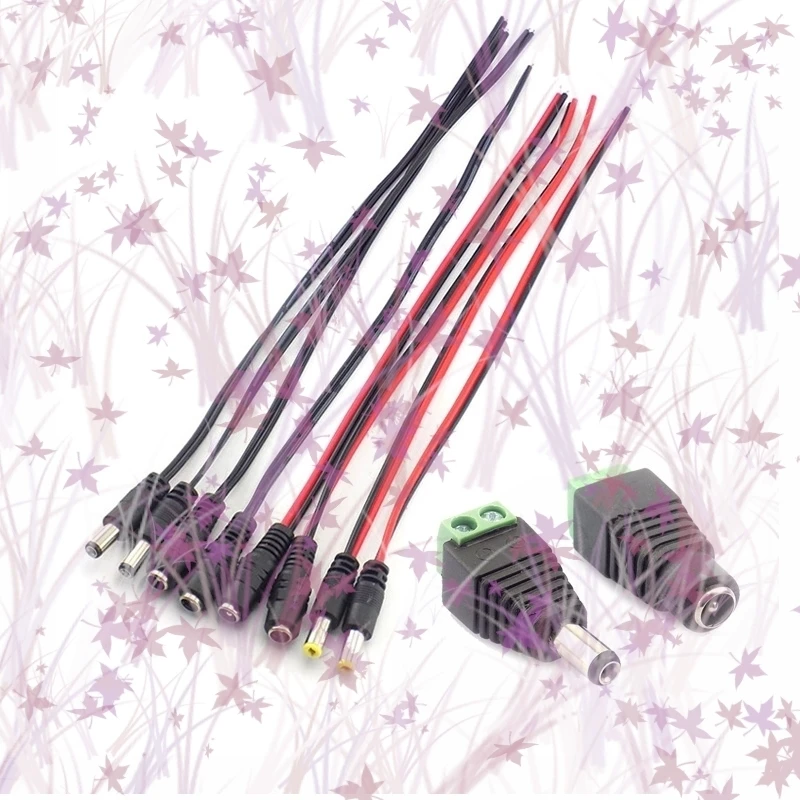 5.5*2.1 مللي متر تيار مستمر مقبس إمداد الطاقة ذكر أنثى موصل قابس 12 فولت سلك كابل محول ل كاميرا تلفزيونات الدوائر المغلقة LED قطاع ضوء A6 #1