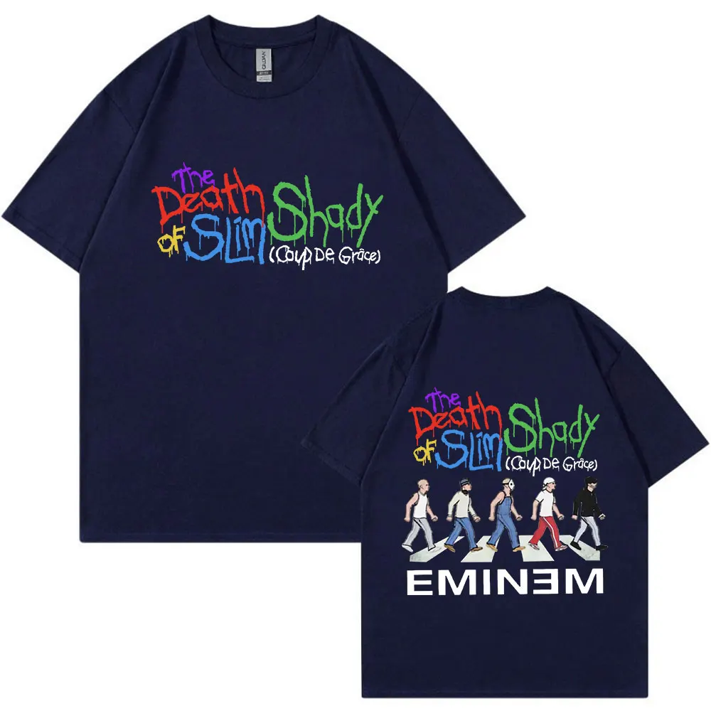 Rapper Eminem The Death of Slim Shady 2024 Album T-shirts Men's Women Vintage Hip Hop Oversized T Shirts Cotton Casual T Shirt