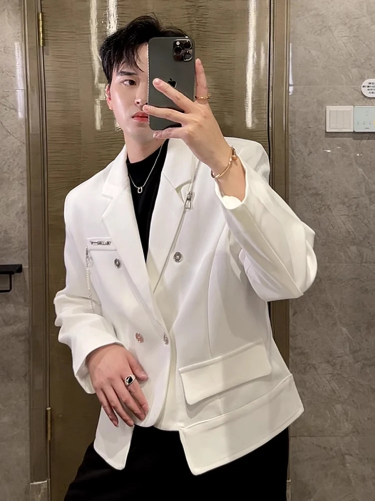 

White Suit Jaet Men's Spring Autumn Sle Briti Ele ort Design Sensation Youth ular Polyester Fiber Long Sve