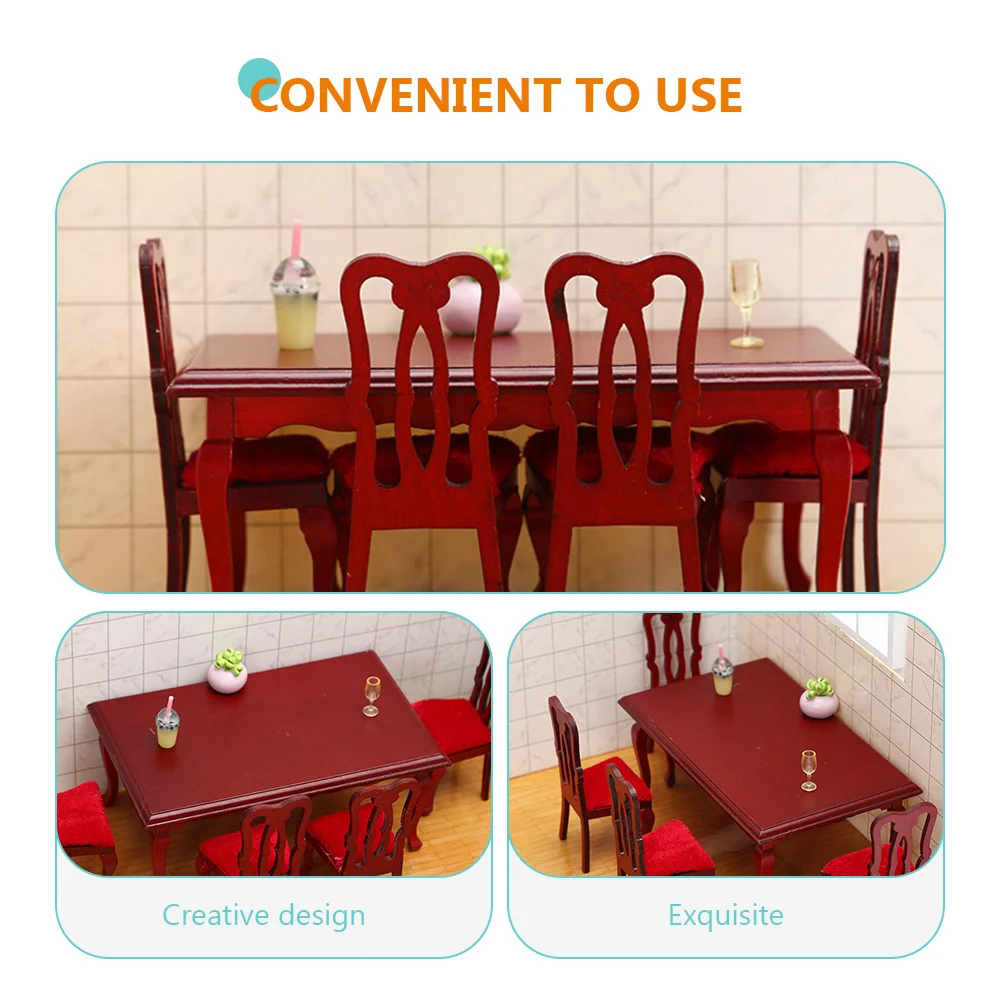 1 set 1 set miniatuur houten eetkamerstoelen kinderkeuken speelset poppenhuis meubelset rollenspel decoratieve ornamenten