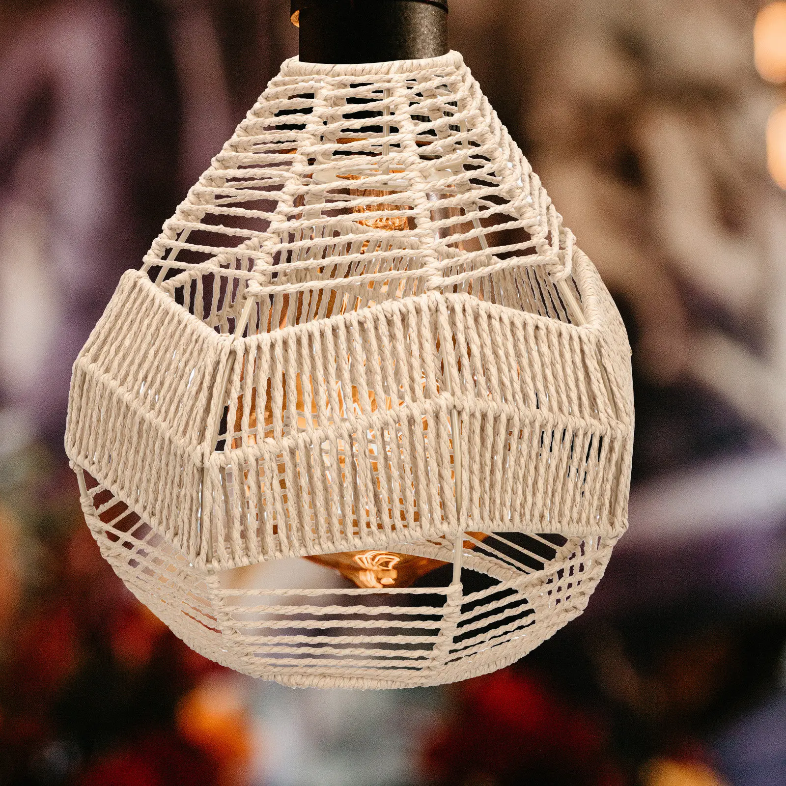 Retro Design Woven Lampshade Paper String Light Shade for Pendant Ceiling Lamp Chandelier Wall Light Decorative Home Bar Hotel