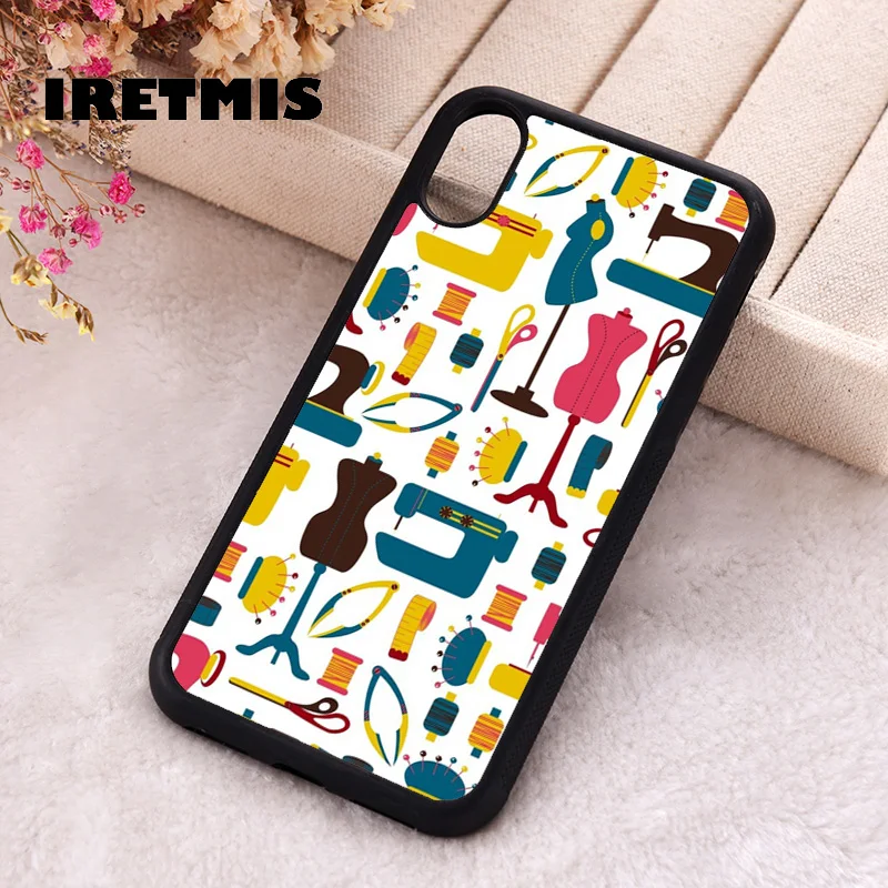 Iretmis Phone Cover Case For iPhone X XS Max XR 11 12 13 PRO MINI 14 15 16 Plus Rubber Silicone TPU Sewing Accessories