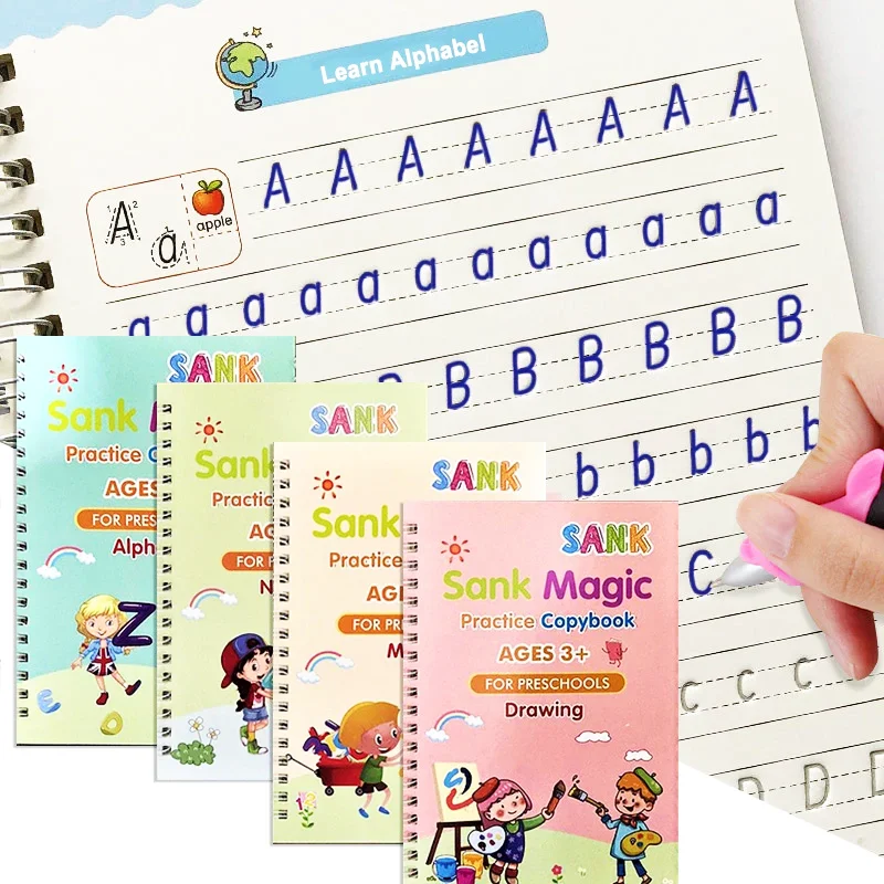 18x26 سنتيمتر كتاب ممارسة الخط 4 كتاب/مجموعة الرياضيات الألمانية كتب الخط مونتيسوري للأطفال نسخة قابلة لإعادة الاستخدام التعليمية