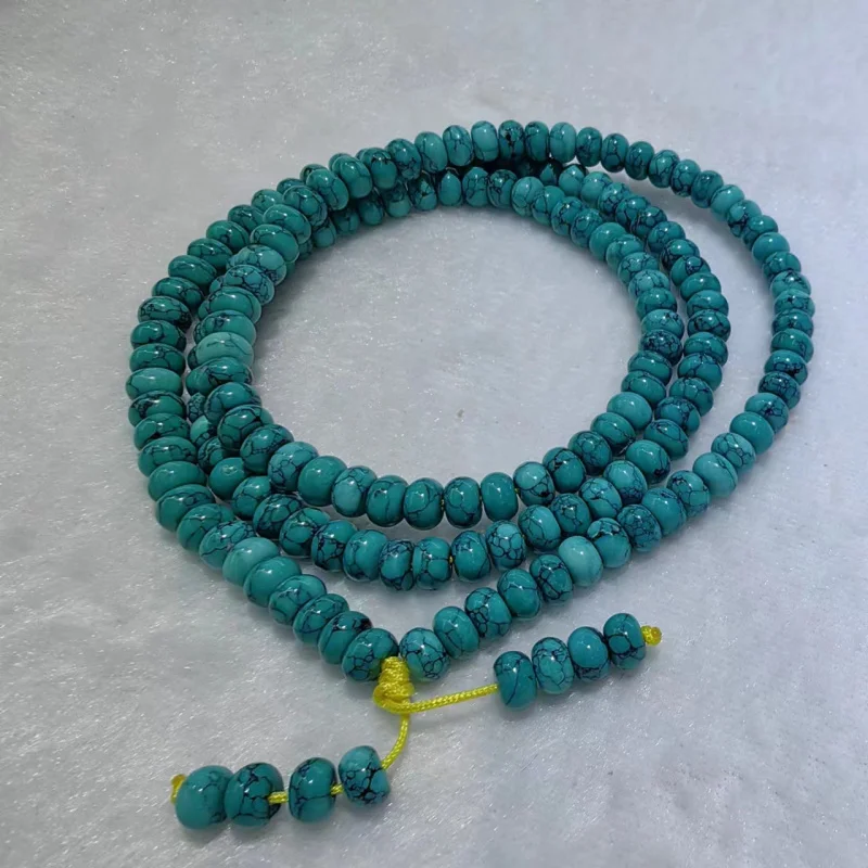 

Браслет из синтетического бисера MgAl2O4 в старинном стиле, три круга, бусины Будды, бирюзовая длинная цепь, ювелирное изделие