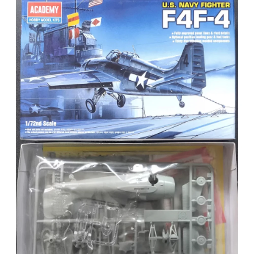 

Academy 12451 1:72 Scale US Navy F4F F4F-4 Wildcat Fighter Plane Airplane Plastic Assembly Model Kit Hobby Craft Building Toy