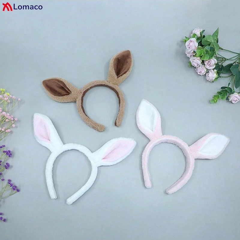 Cute Plush Horse Ears Hair Hoop Faux Fur Donkey Ear Headband Furry Hairbands Lolita Girl Women Party Cosplay Accessories Props