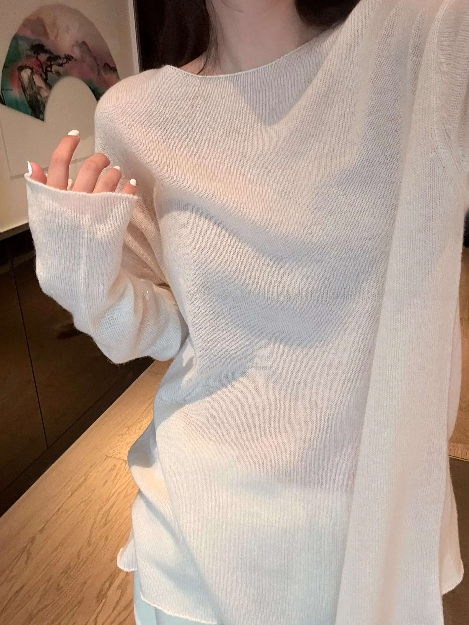 

PEACHZHOU Cloud Wool Camere Knitwear Loose round Ne Casual Elegance Pure Color Cover up for Ladies Autumn Long Sve