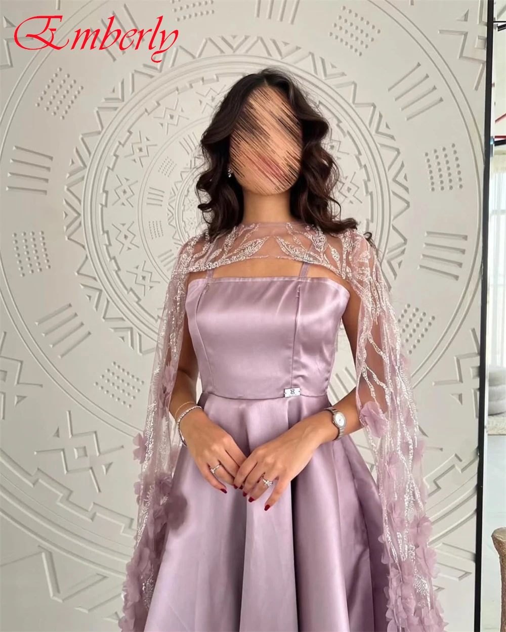 Customized Spaghetti Straps Shawl Appliques Satin A-Line Classic Evening Dress Elegant Party Dresses Special Occasion Gowns