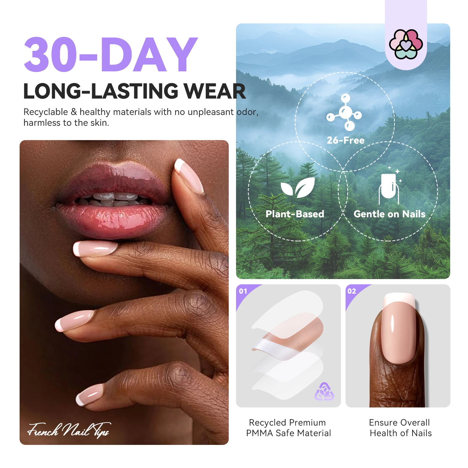 SAVILAND 150PCS French Tip Press on Nails Short Square Full Cover Fake Nails Acrylic Nude False Nails Salon Quality for Women