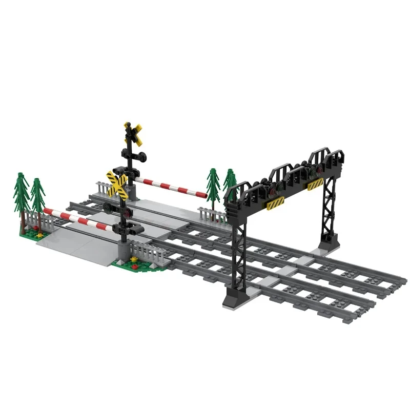 282pcs Kids Building Block Toys For Train Railings Level Crossings Track Lift Bars Creative Railway Track Train Crossing Crossin