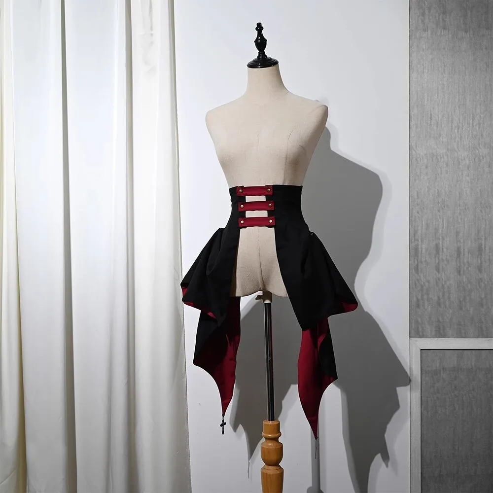 

Women Gothic Skirt Steampunk Lolita Adjustable High Low Overskirt Punk Lady Skirt