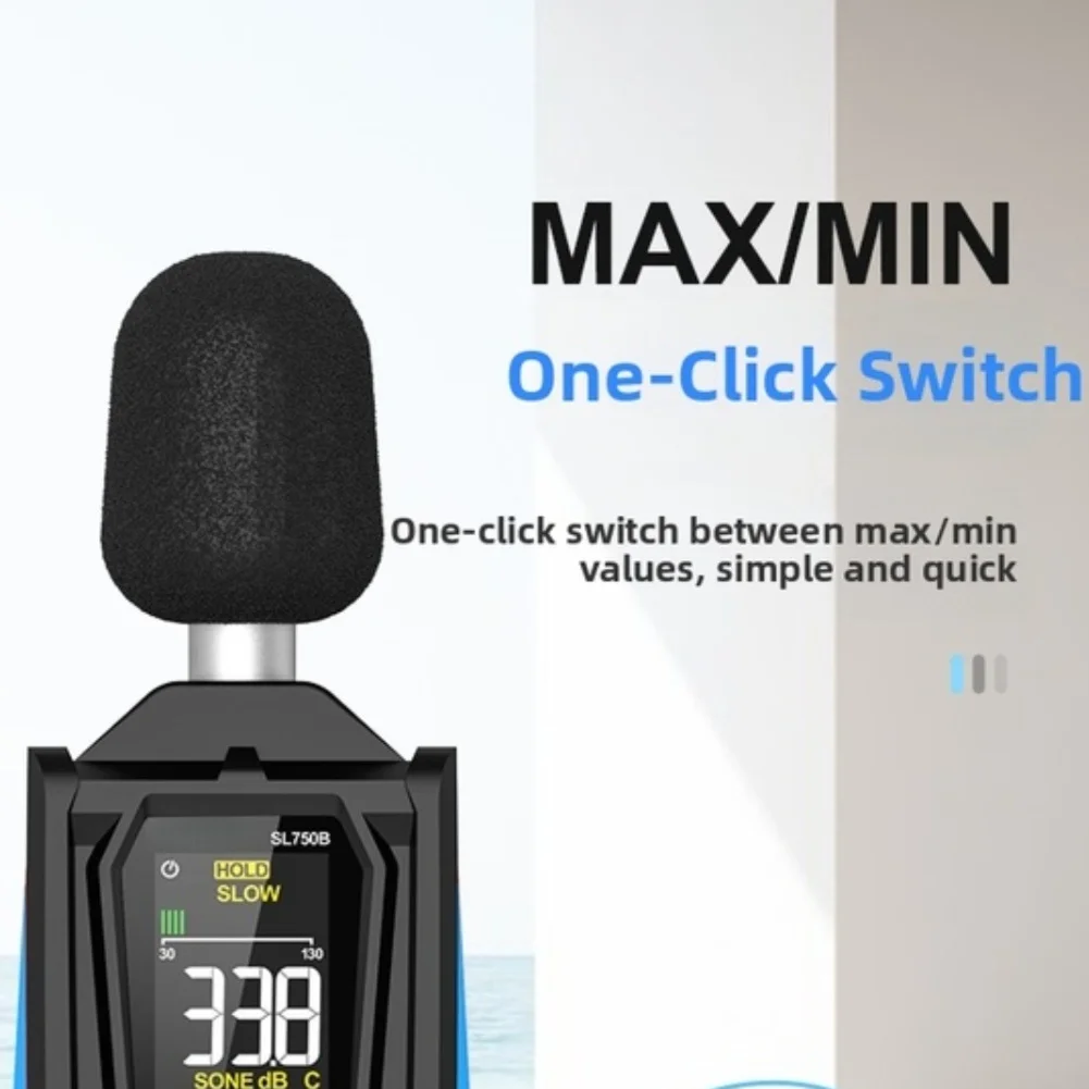 Digital Decibel Meter with Color Backlit Display for Noise Level Assessment 30dB to 130dB Range A Weighting C Weighting