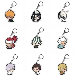 Bleach Kurosaki Ichigo Kuchiki Rukia Anime Keychain Cartoon Figures Acrylic Bag Tag Cos Baji Accessories