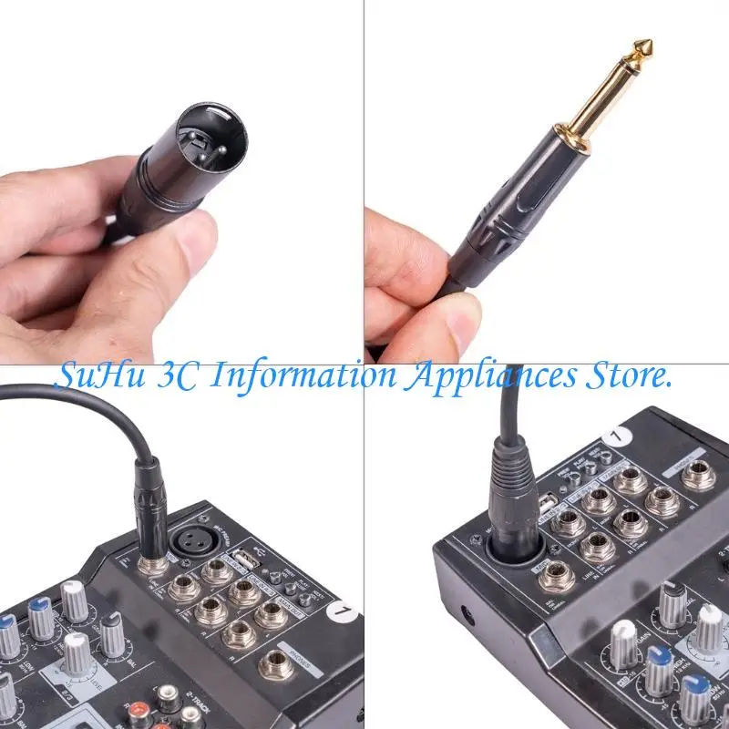 3Pin Male to 1/4Inch 6.35mm Mono Auditory Cable Unbalanced Connection for Mixer and Microphones Durability PVC