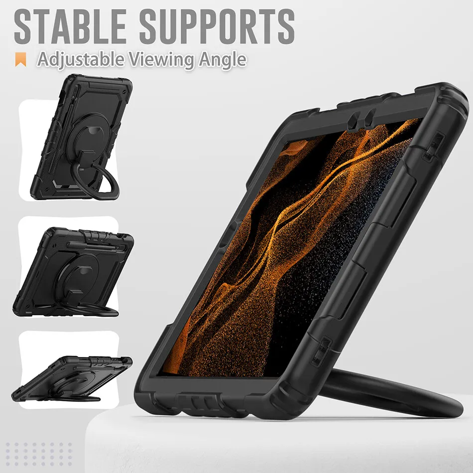 Imagem -06 - Hight Impacto Case para Samsung Galaxy Tab s7 s8 Plus X800 X806 T970 Capa à Prova de Choque com Alça Tab s7 fe T735 Case Estudante