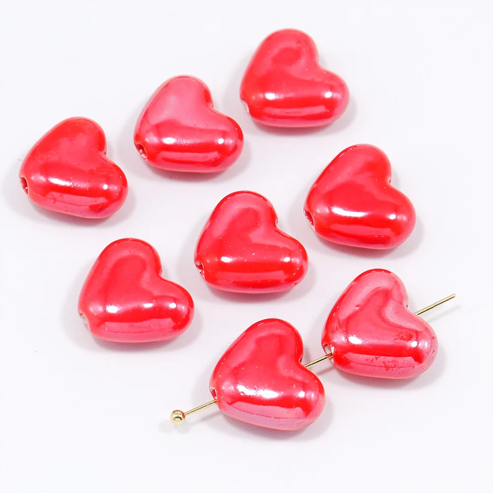 20pcs Heart-shaped Ceramic Beads For Jewelry Making Earring Bracelet 13x15mm Multicolor Llorful Ceramic Palm Jewelry Accessories