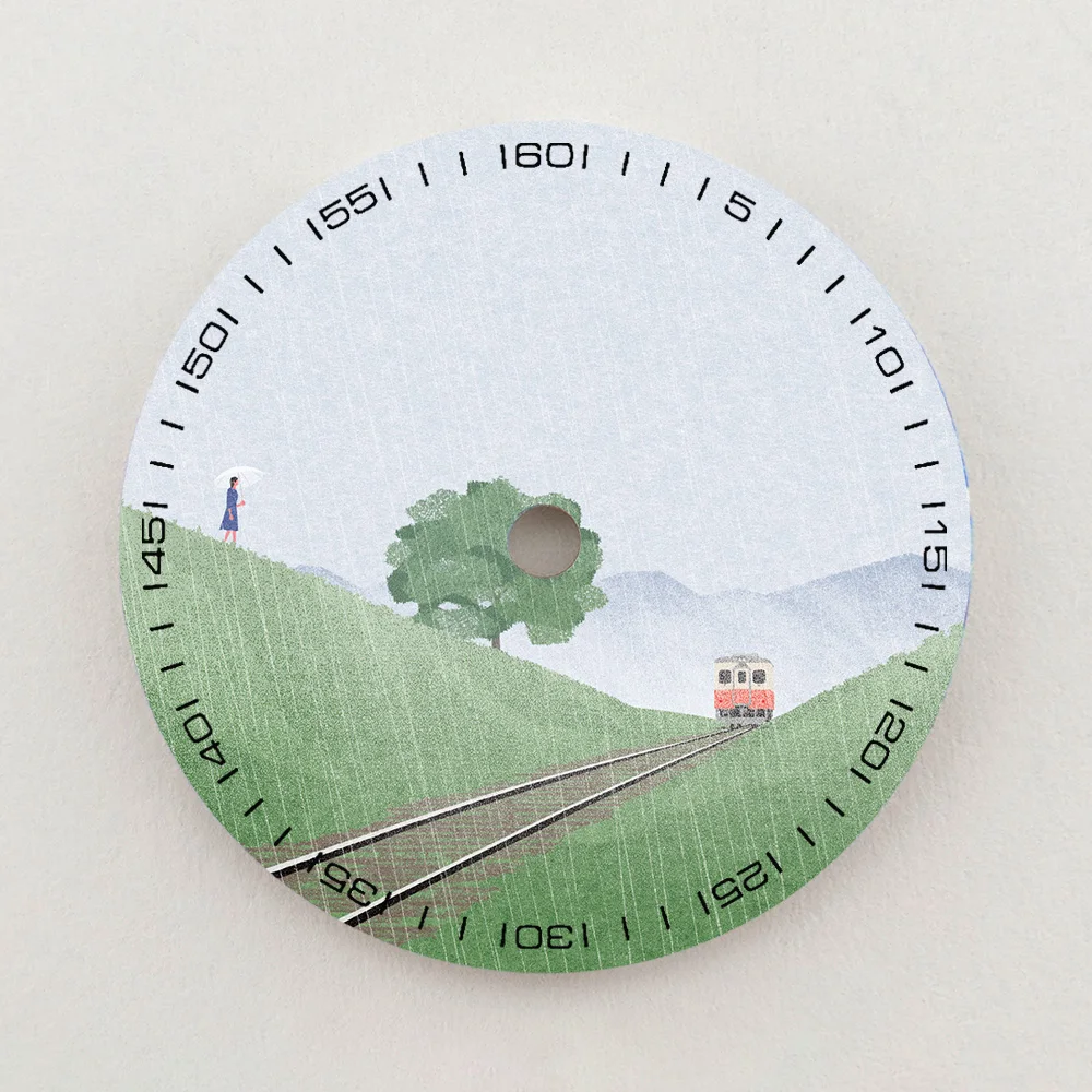28.5mm NH35 Dial Country Railway Scenery Dial Green Luminous Dial NH36 Dial Watch Accessories Fit NH35/NH36 Movement Custom LOGO