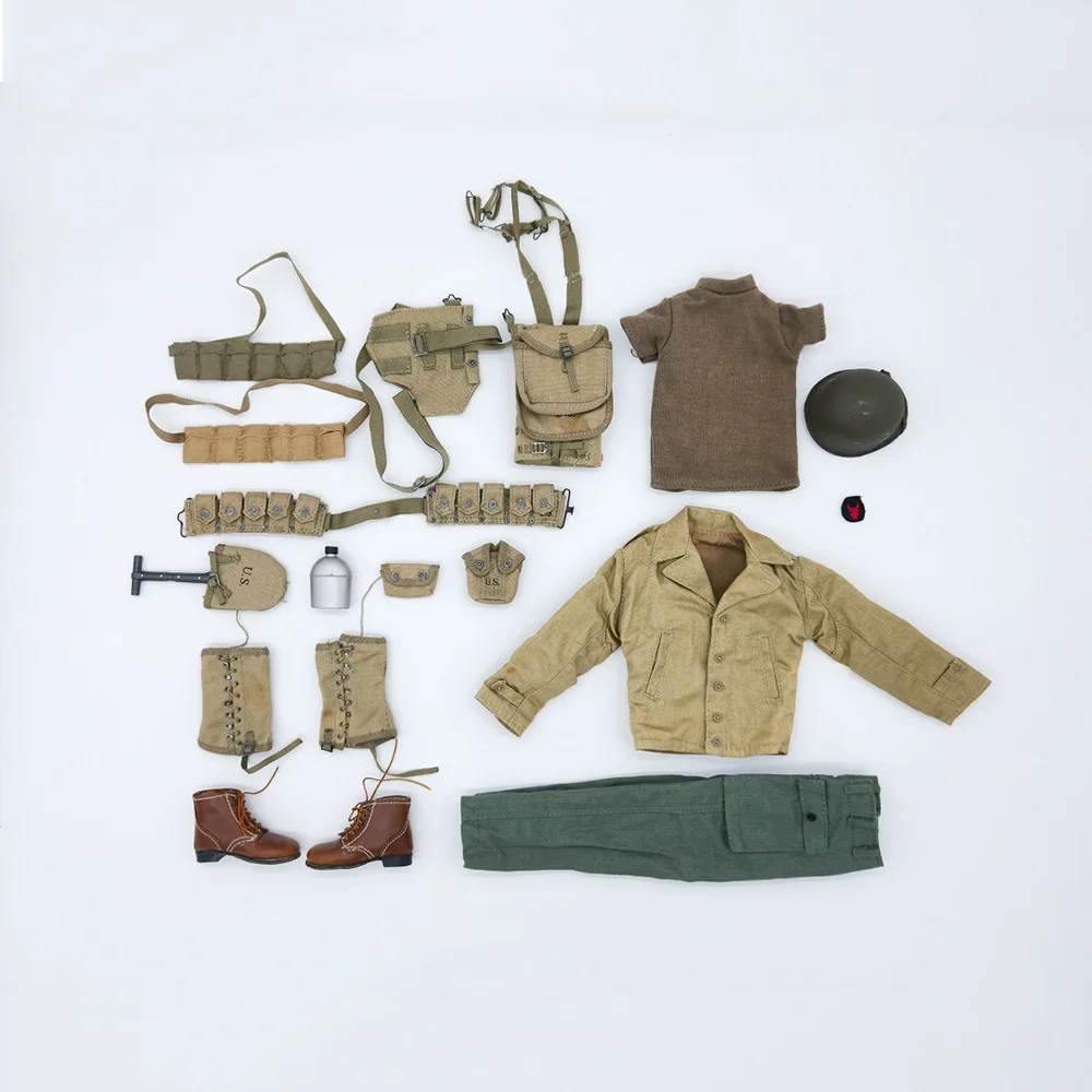 In Stock 1/6 Scale Male Figure Clothes Accessories World War II US Bull Division Soldier Set Model for 12