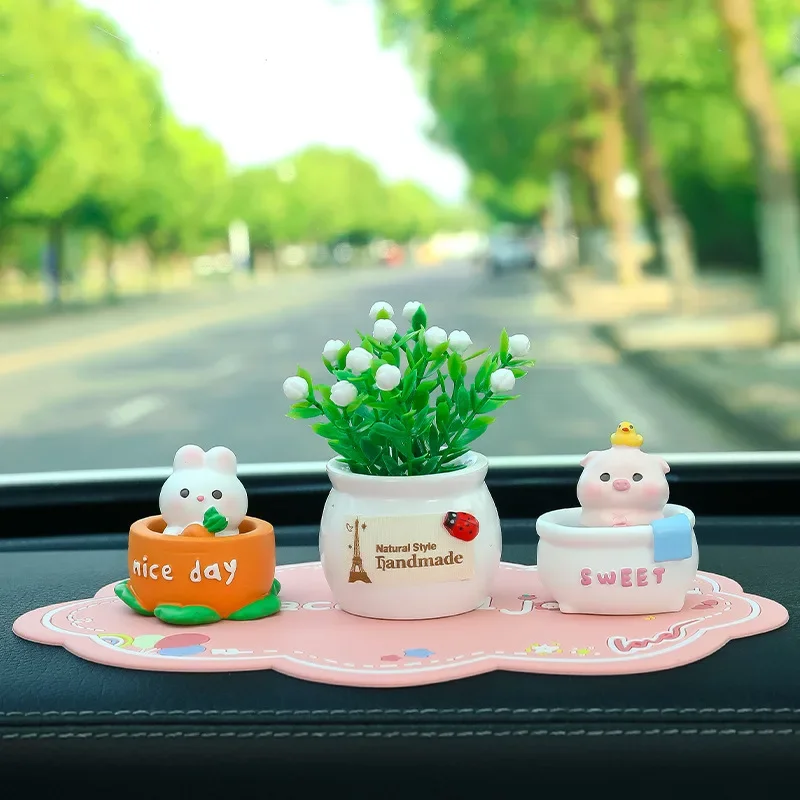 Cars Decorations Ornaments Cute Mini Pandas Cars Center Console Interior Creative Rocking Cartoon Dolls Car Decoration Supplies