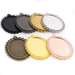 New Fashion 5pcs 30x40mm Inner 7 Colors Plated Classic Flower Style Cabochon Base Setting Charms Pendant