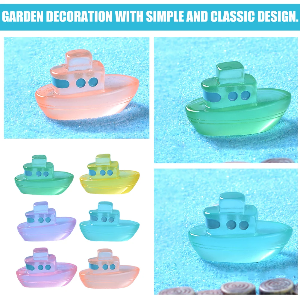 Micro Paisagem Cruise Boat Figurines, Miniatura Vela Terrarium Decor, Mini Estátua, Resina, 12 Pcs