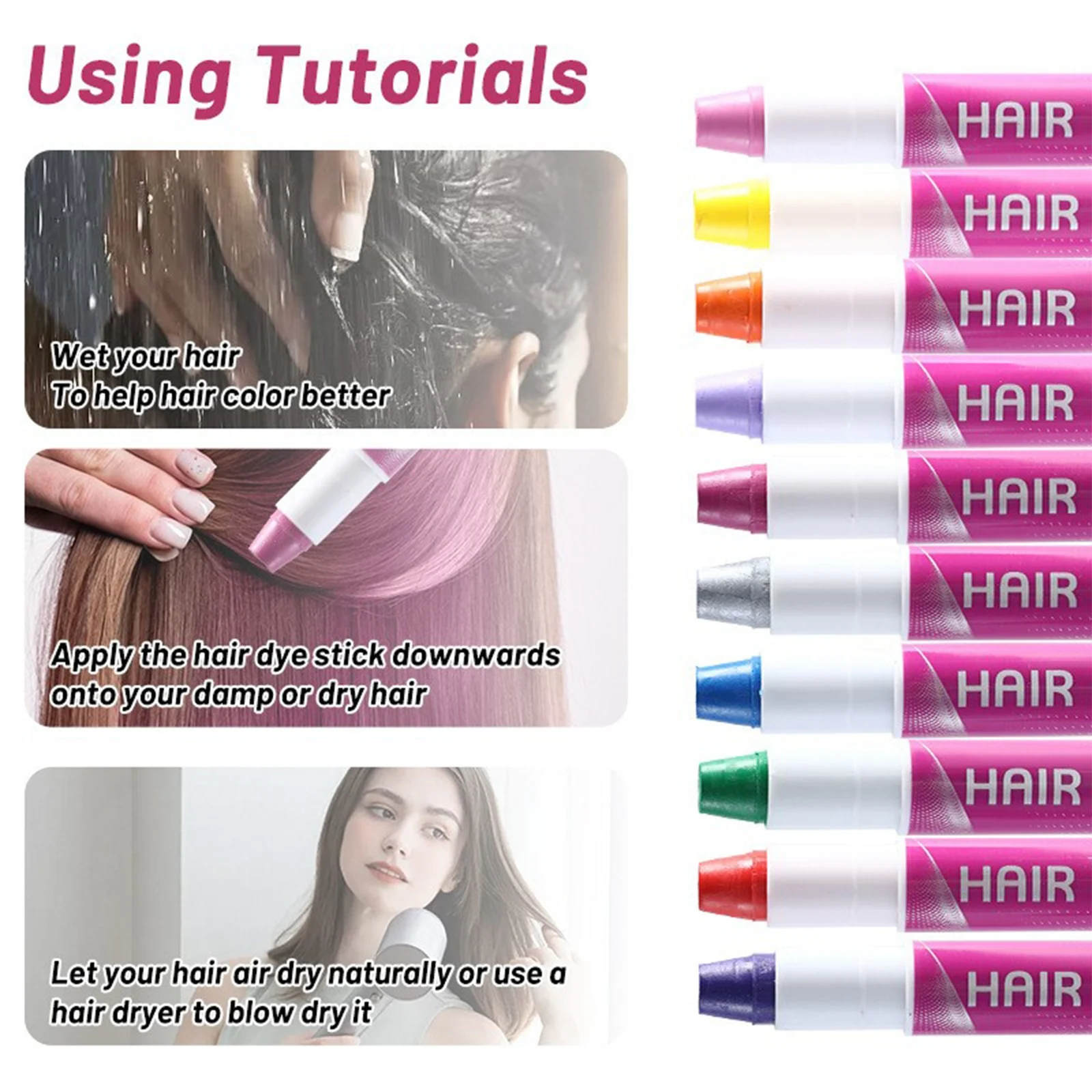 10 Colors Temporary Hair Chalk Pens Washable Hair Dye Markers For Party Cosplay Kids Diy Styling BolíGrafos De Tiza Temporal
