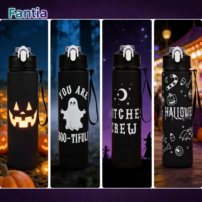 

Halloween-themed 750ml Water Bottle，PVC-Free, Leak-Proof, Matte Finish,Carry Loop -Perfect for Holidays