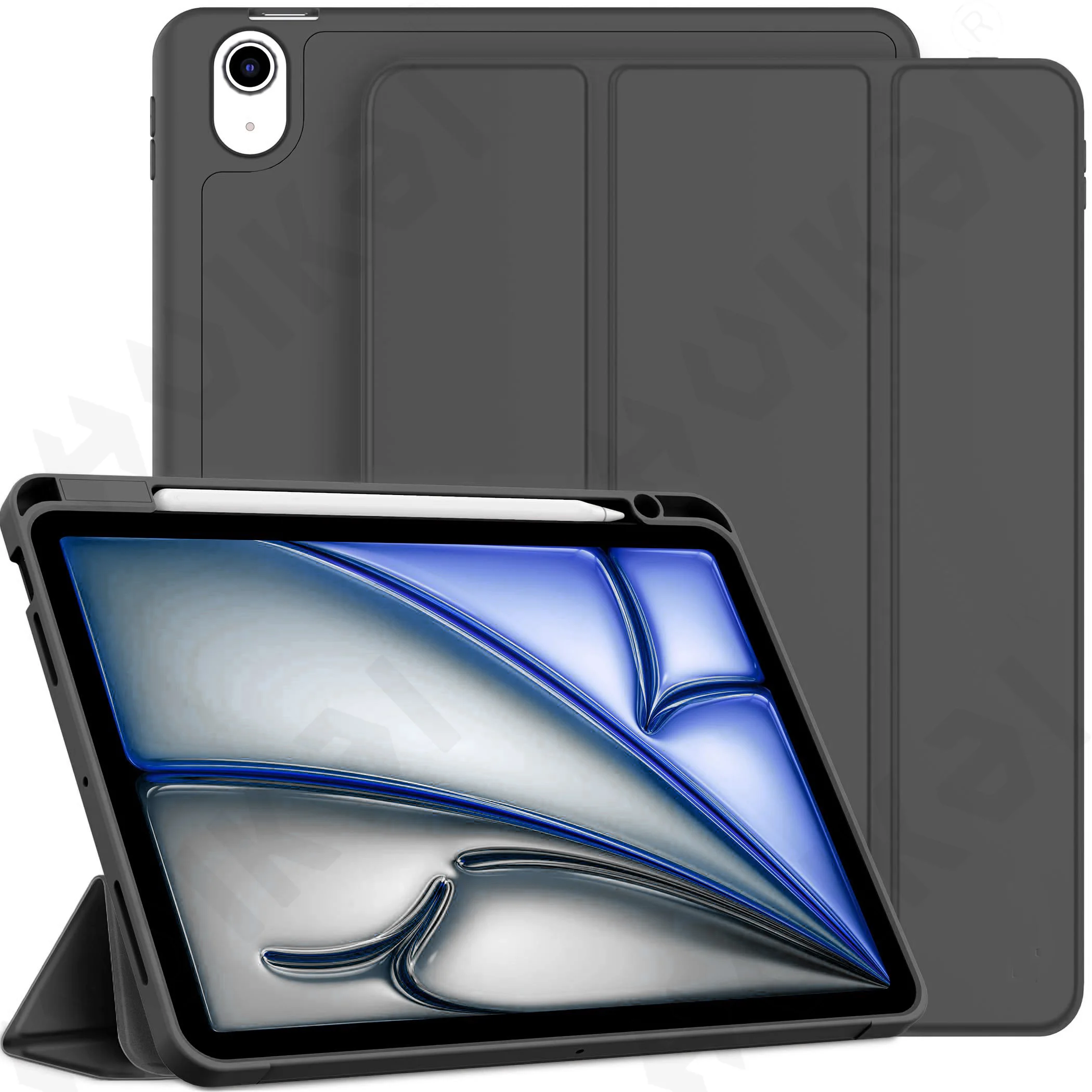 

Case For iPad Air 13 11 M4 inch 2026 Tablet With Pencil Holder Trifold Stand Smart Soft TPU Auto Wake/Sleep Back Shell Cover